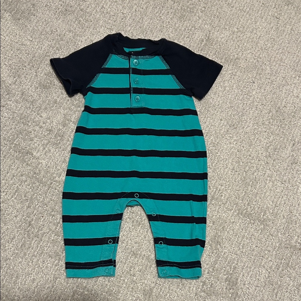 Baby Gap Striped Teal and Navy Baby Romper